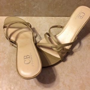 Ladies open toe shimmering beige heels NWOT/NWOB